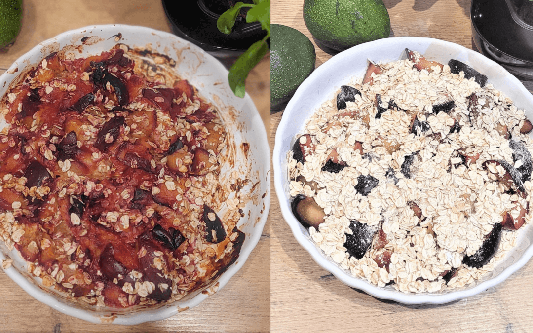 Płatki owsiane zapiekane ze śliwkami